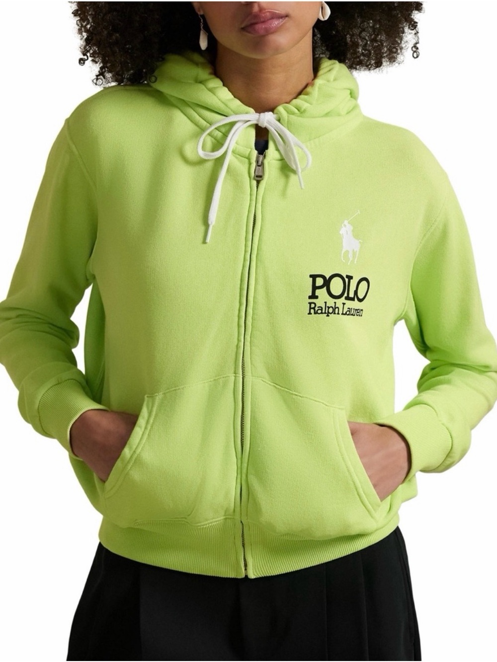 New Polo by Ralph Lauren Lime Green Terry Zip Hoodie